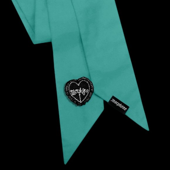 Morph8ne Large Green Teal Ribbon Bow Sash Goth Punk - Picture 4 of 5